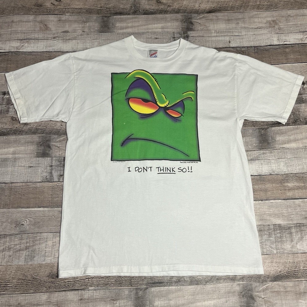 Face Offs Shirt Size Large White Vintage 90s Green Cube I Don't Think So